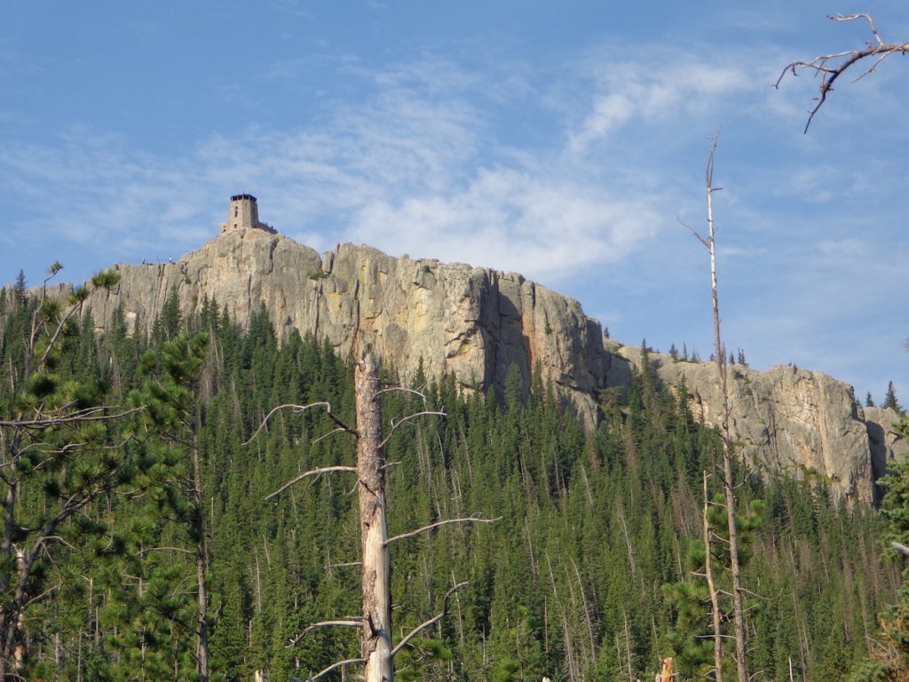 Black Elk Peak fire tower, not there originally, constructed 1935–1938.