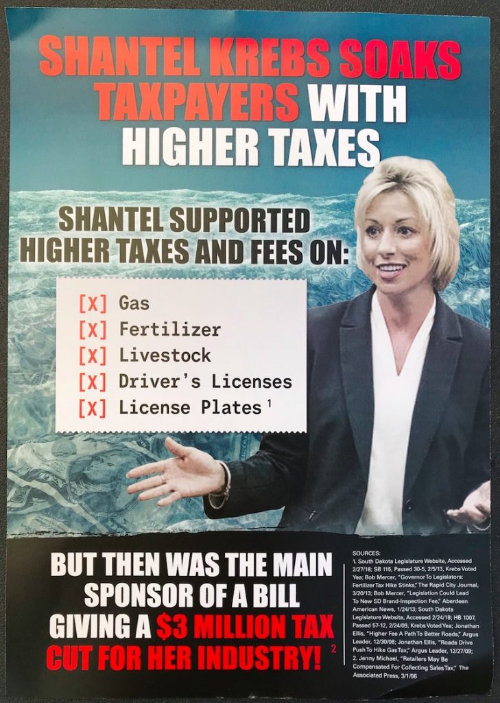 Citizens for a Strong America, attack mailer, received in Brookings, SD, May 2018.
