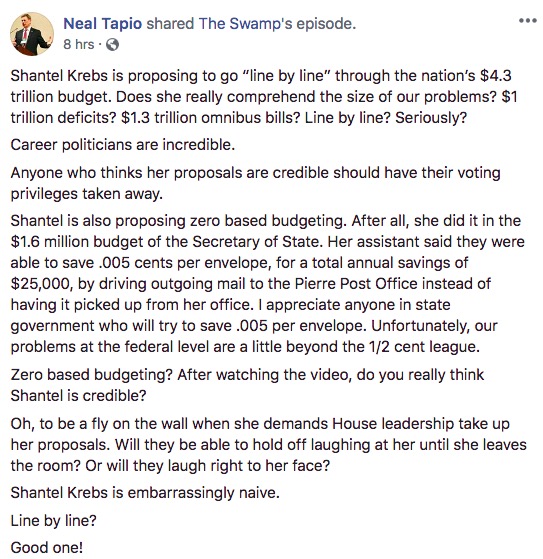 Neal Tapio, Facebook post, 2018.05.23.