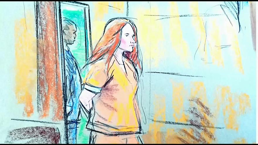 Courtroom sketch of Maria Butina, posted to VK.com, 2018.07.27.