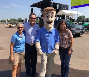Kristi Noem, Larry Rhoden, dude in costume, Sioux Empire Fair, from Noem campaign Facebook page, 2018.08.08