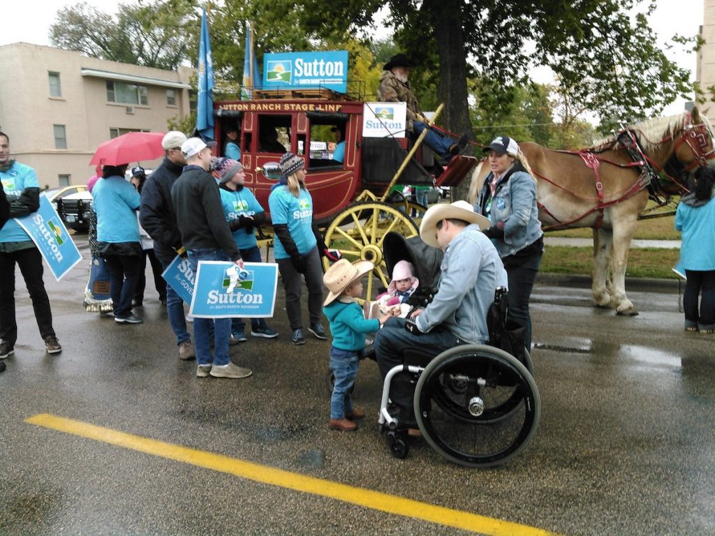 Billie Sutton and supporters, NSU Gypsy Day Parade, Aberdeen, SD, 2018.09.29.