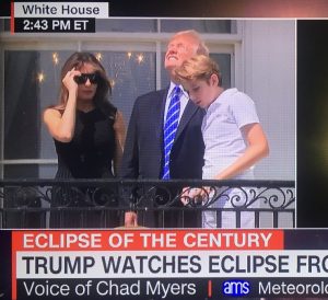 Donald Trump looks at eclipse, August 21, 2017.