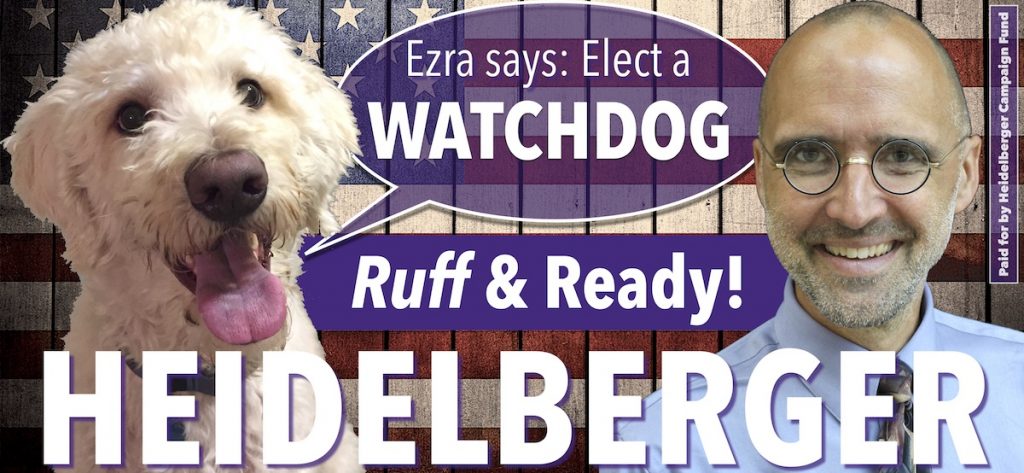 Ezra says "Elect a Watchdog"—"Ruff & Ready"—Heidelberger for District 3 Senate