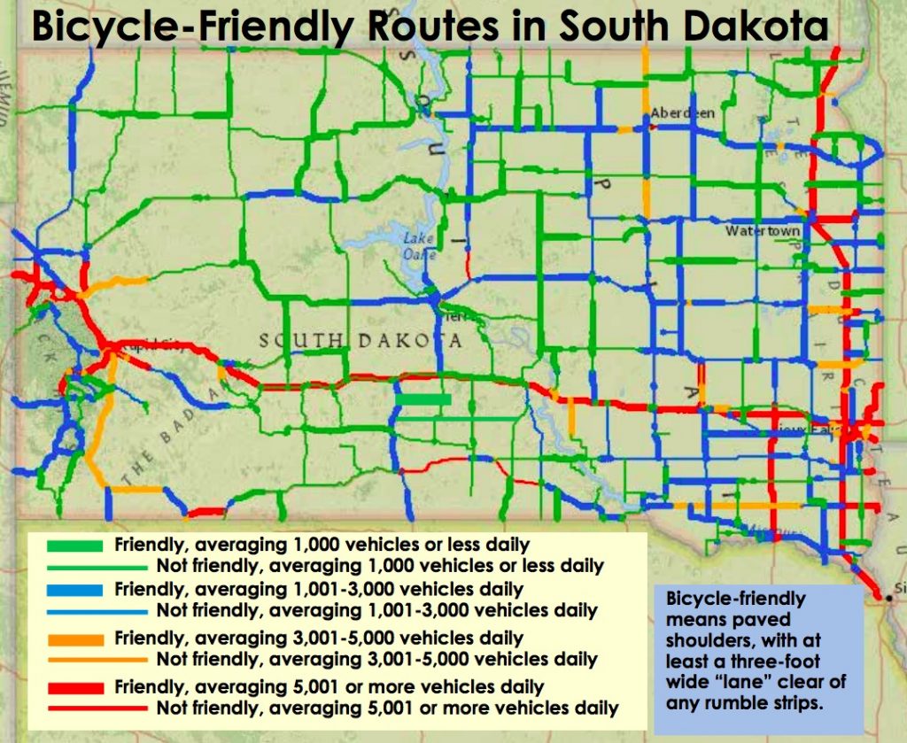 SDDOT bicycle-friendly routes in South Dakota, Fact Book 2018–2019.