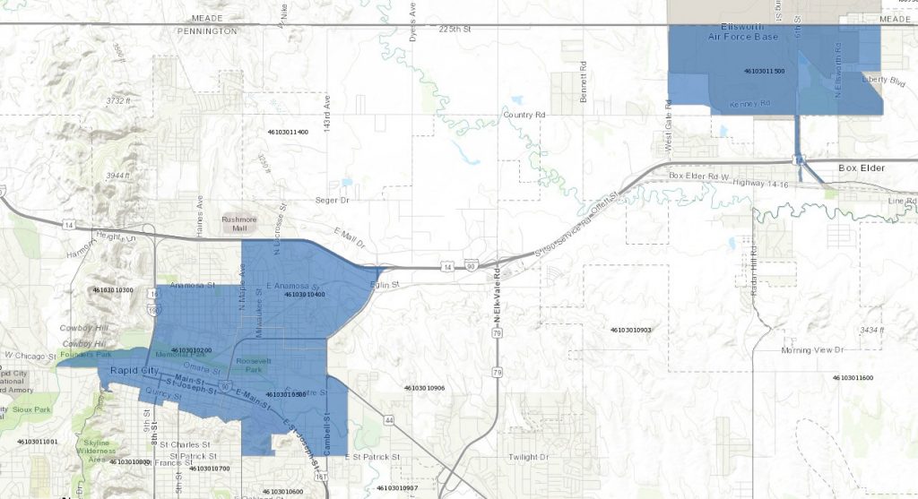 Rapid City and Ellsworth AFB Opportunity Zones, IRS.gov, 2019.04.04.