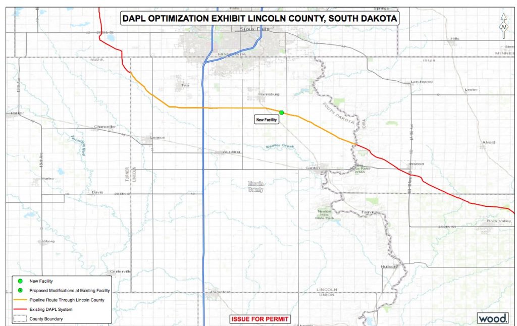 Location of proposed new pumping station for Dakota Access Pipeline in Lincoln County, SD, submitted by ETP to SDPUC, 2019.06.11.