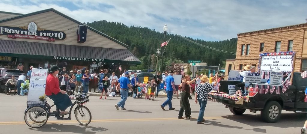 Custer Democratic Party parade messages, Custer, SD, 2019.07.20. Photo by TW Uecker.
