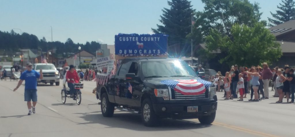 Custer Democratic Party parade vehicles, Custer, SD, 2019.07.20. Photo by TW Uecker.