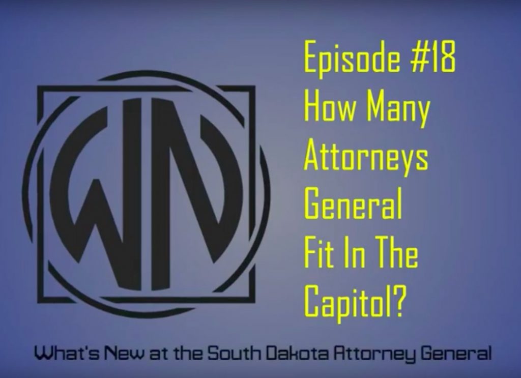 Attorney General of South Dakota, "What's New #18" video screen cap, 2019.07.23.