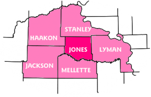 Counties in which the Jones County State's Attorney may reside, per SDCL 7-16-31.