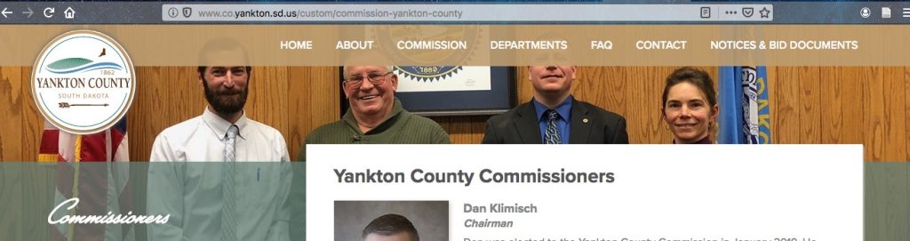 Yankton County Commission, website banner, screnn cap 2019.08.15.
