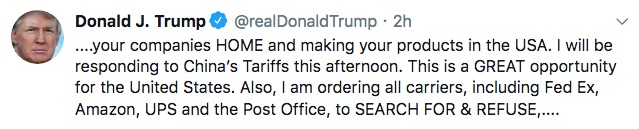 Real Tweet from real Donald Trump, 2019.08.23.