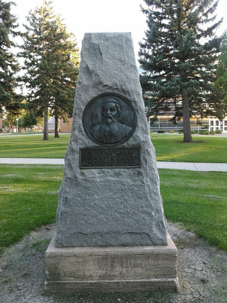 Monument to Father Robert W. Haire, Northern State University campus, erected 1924.