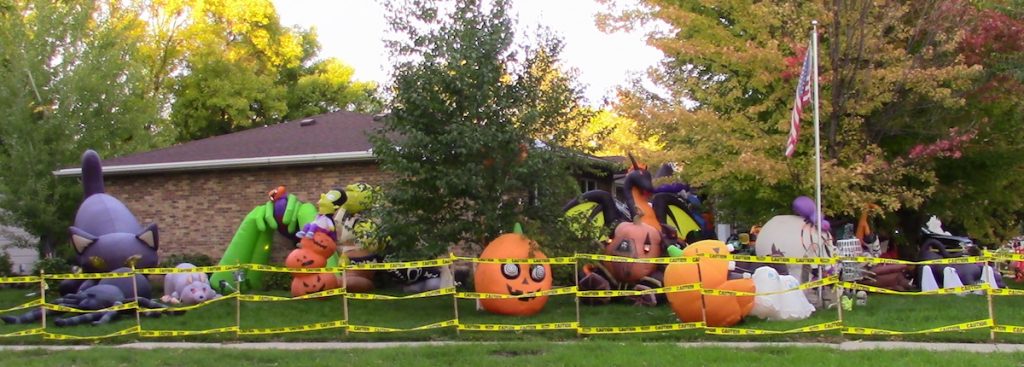 This inflatables outbreak happens every year at 15th and Jay. Hundreds of children come for trick-or-treat; no one knows how many children make it out alive....