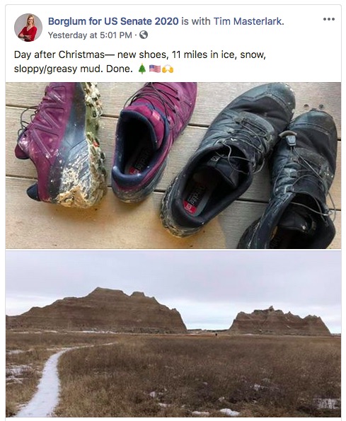 Borglum for US Senate 2020—Badlands muddy shoes