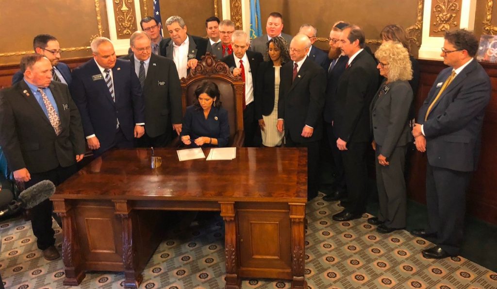 Governor Kristi Noem's first order of business in the 2020 Legislative Session: boycotts and foreign policy! photo from Governor Kristi Noem, Twitter, 2020.01.14.