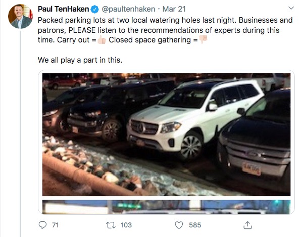 Paul TenHaken, tweet, 2020.03.21