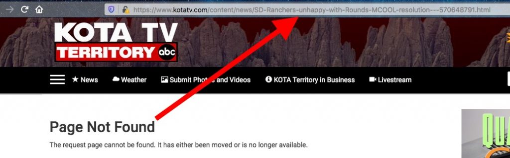 "SD Ranchers unhappy with Rounds MCOOL Resolution—page not found KOTA