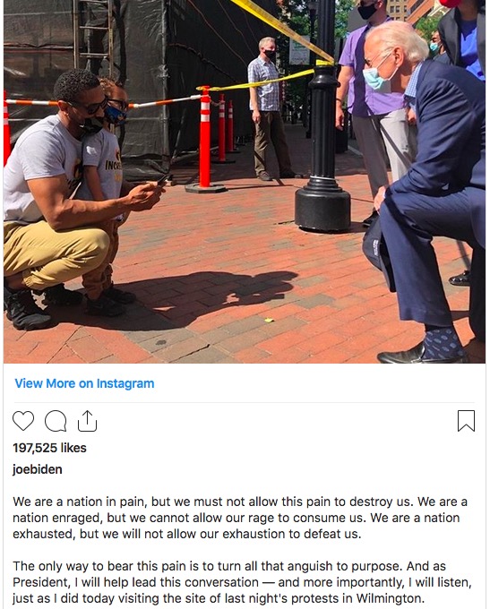 Joe Biden, Instagram post, 2020.05.31.