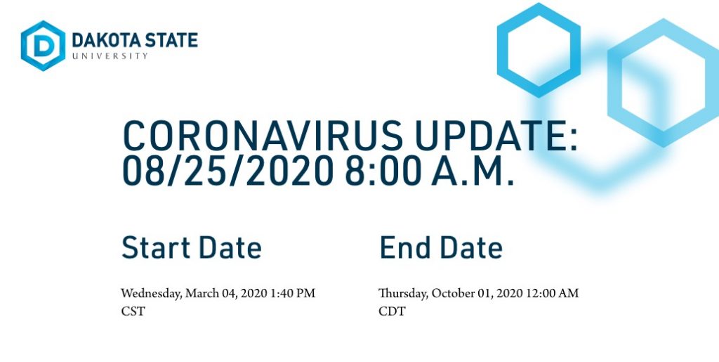 DSU coronavirus update webpage, 2020.08.26.