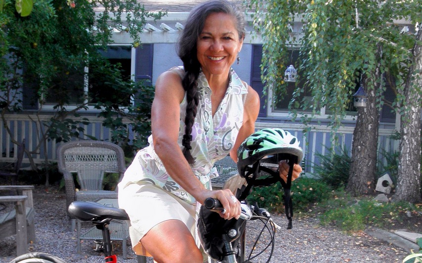Maria Contreras Tebbutt on bicycle
