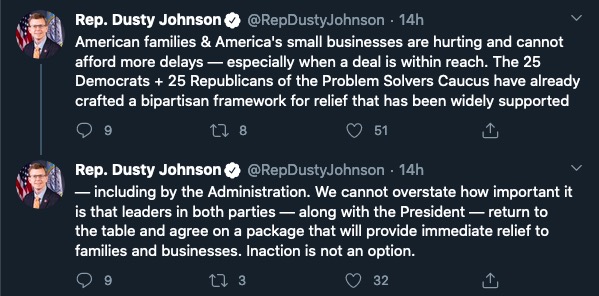 Rep. Dusty Johnson, tweets, 2020.10.06.