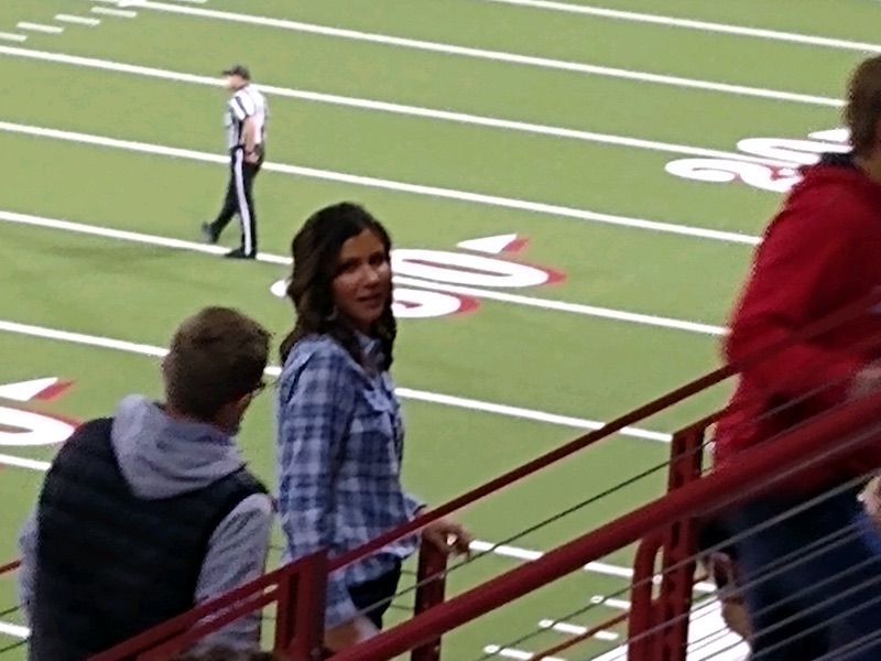 Gov. Kristi Noem, unmasked in DakotaDome; photo submitted by DFP reader.