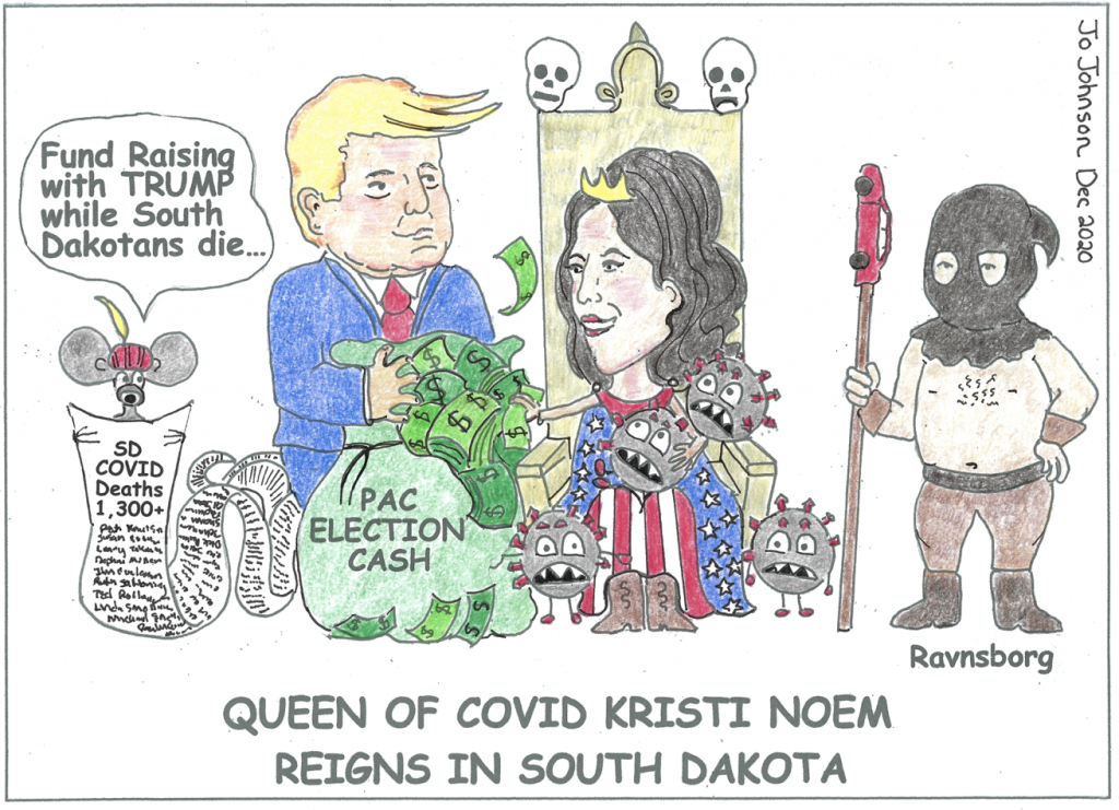 Jo Johnson, editorial cartoon, submitted to Dakota Free Press 2020.12.22.