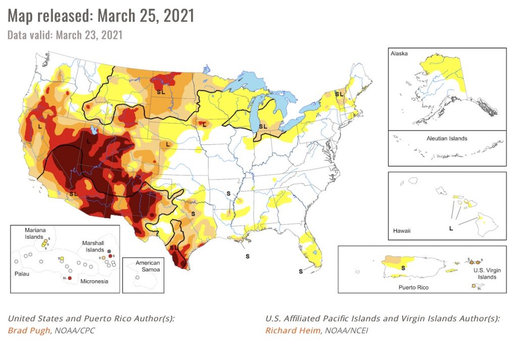 UNL Drought Monitor US Map 20210325