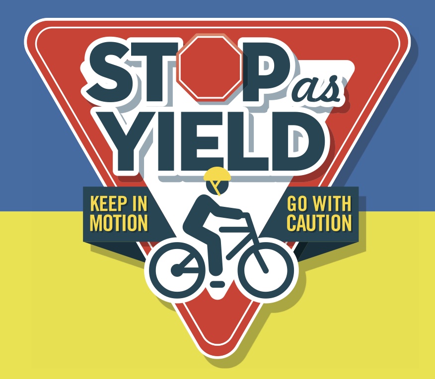 Stop as Yield logo, Oregon Department of Transportation flyer, retrieved online 2021.07.29.