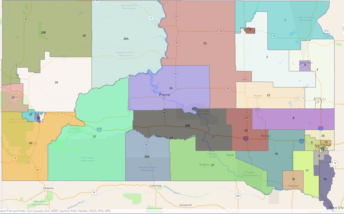 South Dakota Legislative Districts Map