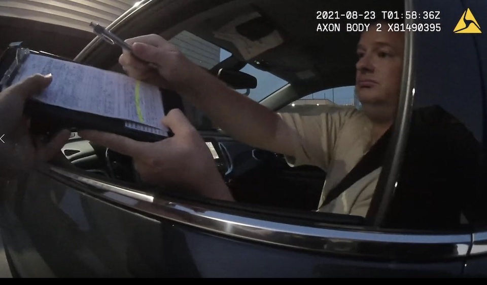 One thing I'm good at, it's violating traffic laws. Attorney General Jason Ravnsborg, handing speeding citation to Hughes County Deputy D. Sack, clip from body cam footage, released by Hughes County Sheriff, posted by Arielle Zionts, "State's Attorney Reviewing Driving, License Charges After Ravnsborg Speeding Citation," SDPB, 2021.09.02.