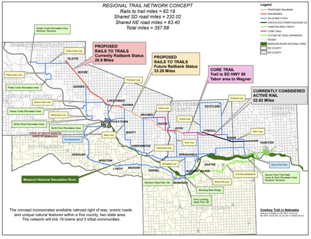 Map of proposed Tabor–Platte recreational trail, from Friends of the Tabor-to-Platte Rail to Trail, retrieved 2021.10.22.
