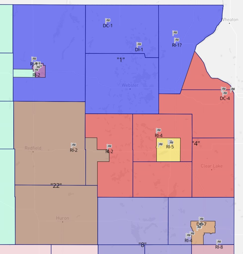 Northeastern South Dakota Legislative Districts, Sparrow map, approved 2021.11.10.
