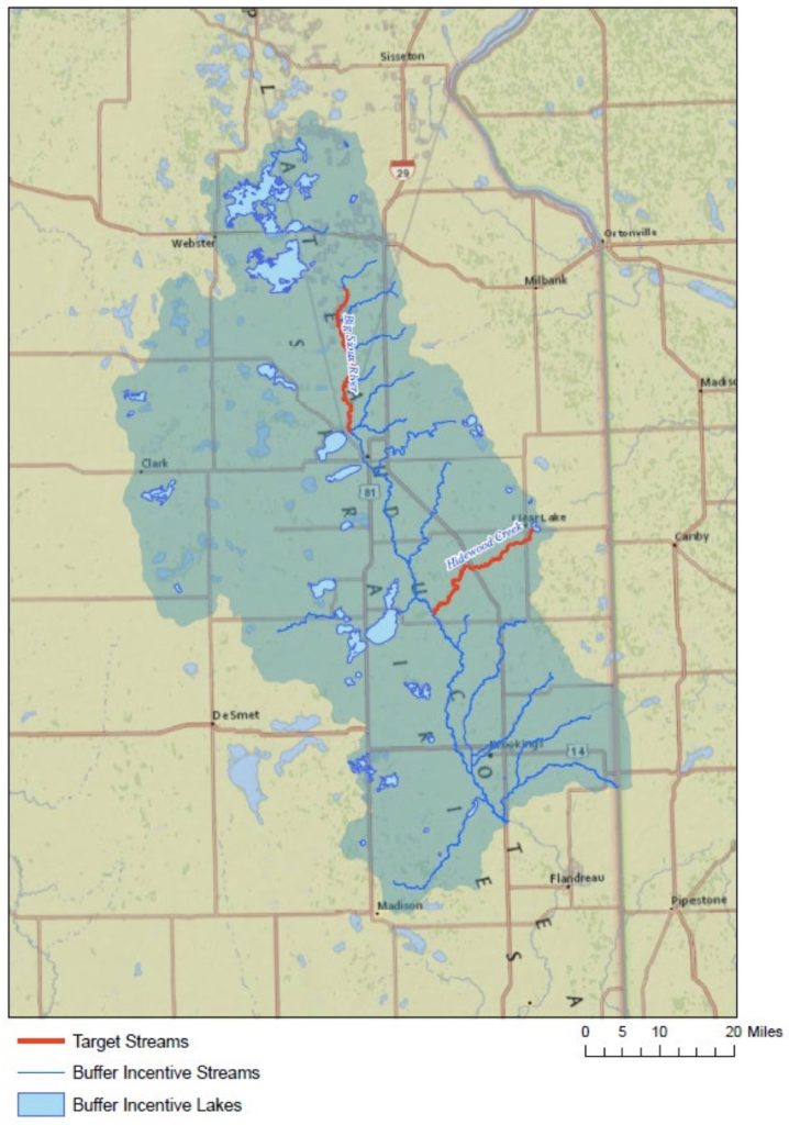 Department of Agriculture and Natural Resources, targeted streams in Upper Big Sioux River watershed, Riparian Buffer Initiative: Project Summary Sheet, retrieved, 2021.12.07.