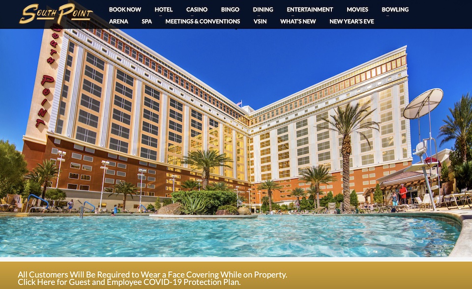 South Point Hotel, Casino, & Spa; website screen cap, 2021.12.02.