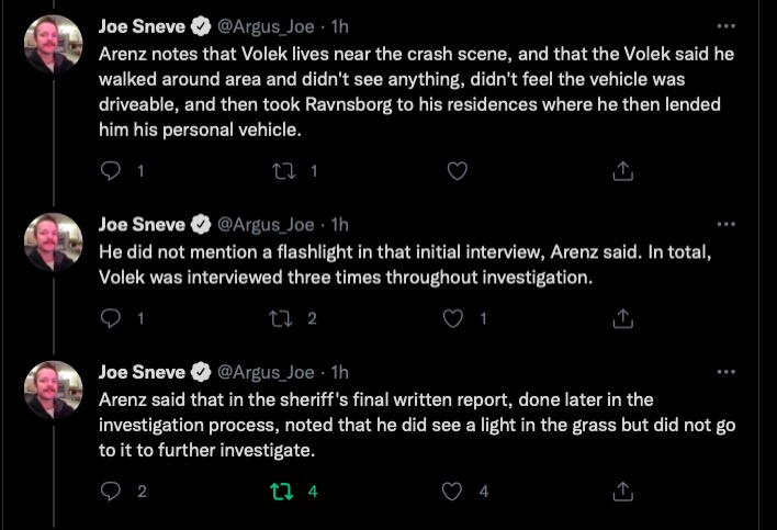 Joe Sneve, tweets from House Select Committee hearing on impeachment of Jason Ravnsborg, 2022.01.19.