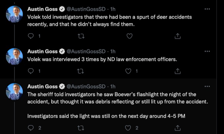 Austin Goss, tweets from House Select Committee hearing on impeachment of Jason Ravnsborg, 2022.01.19.