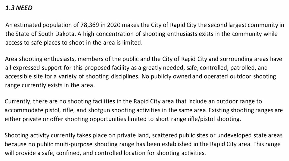 SD GF&P, Initial Environmental Assessment, Rapid City Shooting Range, prepared 2022.02.17, posted by USFWS 2022.02.18, p. 7.