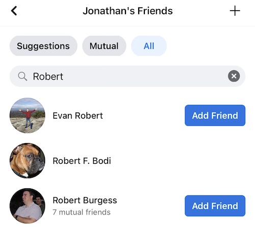 Jonathan Petrea, screen cap showing Rob Burgess as Facebook friend, 2022.03.14.