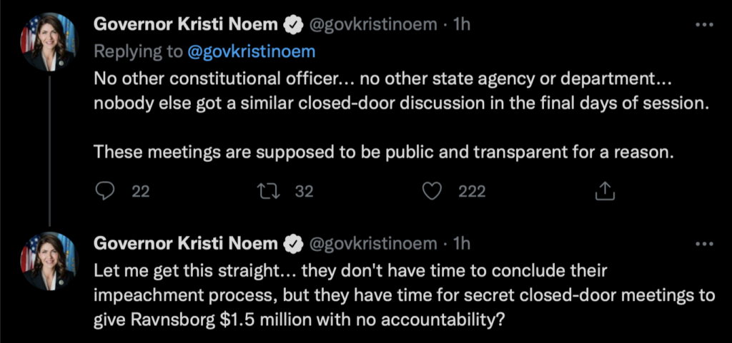 Governor Kristi Noem, tweet, 2022.03.09.