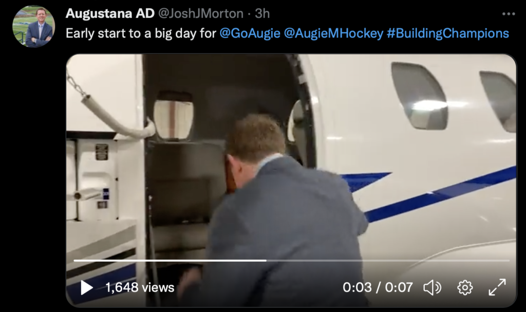 Josh J Morton, Augustana University athletics director, screen cap of video tweet, 2022.04.19.