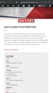 "Eau Claire Team Meeting," GOPVictory.com, retrieved 2022.05.05.