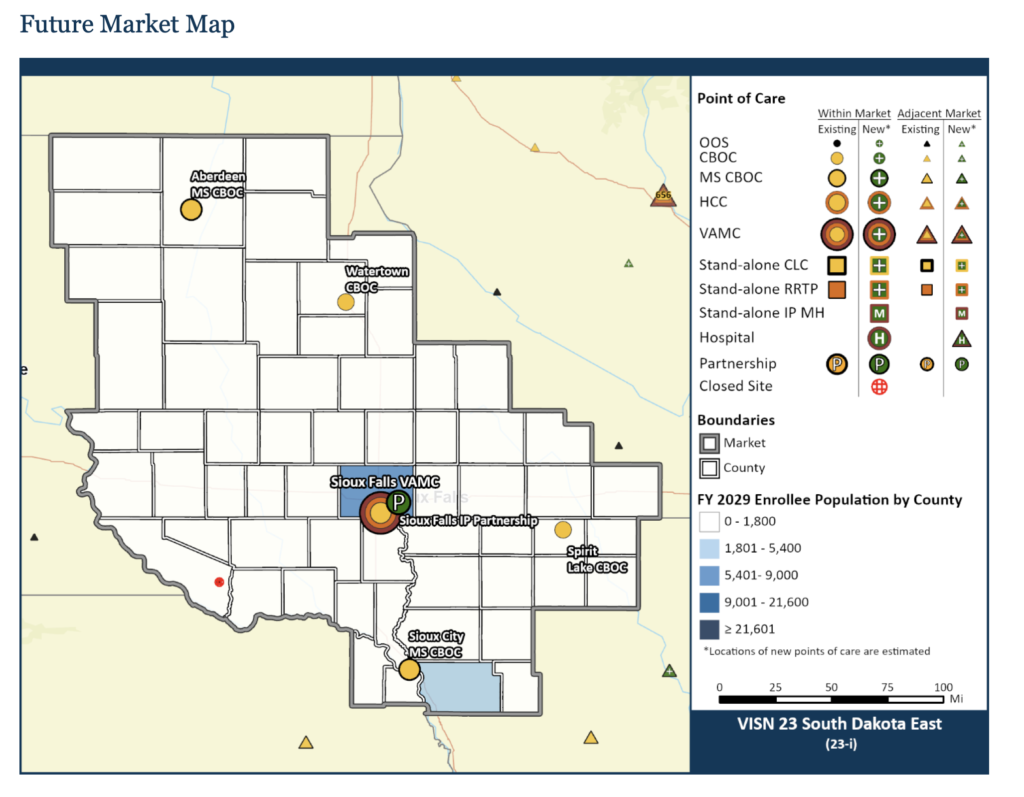 VA to AIR, Vol. 2, map of proposed changes for South Dakota East market, March 2022, p. 67.