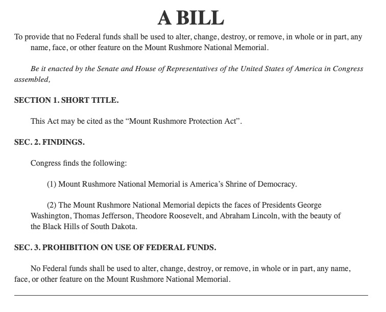 Rep. Dusty Johnson, H.R. 7358, introduced 2020.06.25, 116th Congress, screen cap from Congress.gov.