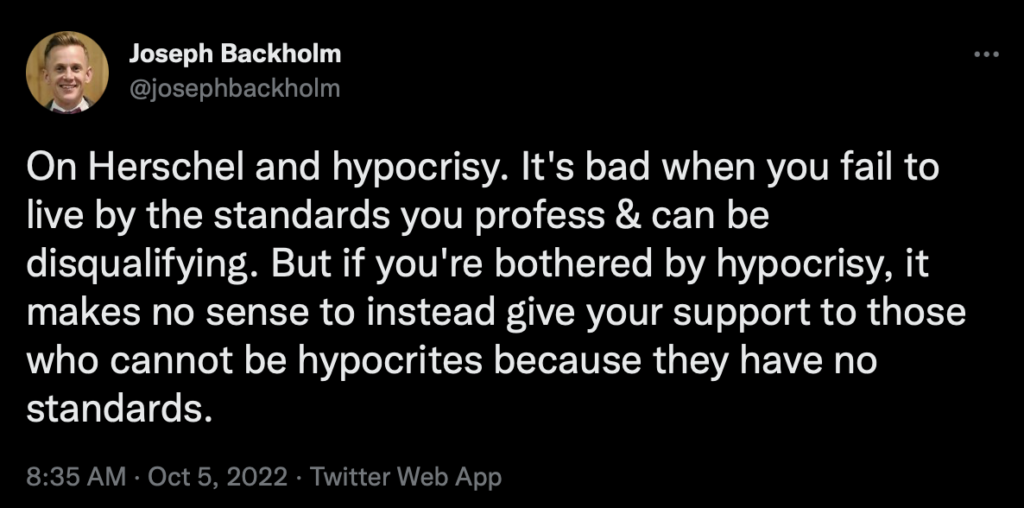 Joseph Backholm, tweet, 2022.10.05.