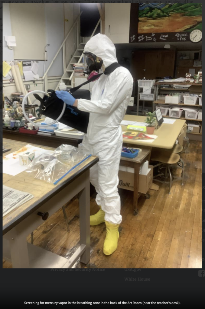 Checking the art room for mercury vapor, EPA, retrieved 2022.12.26.