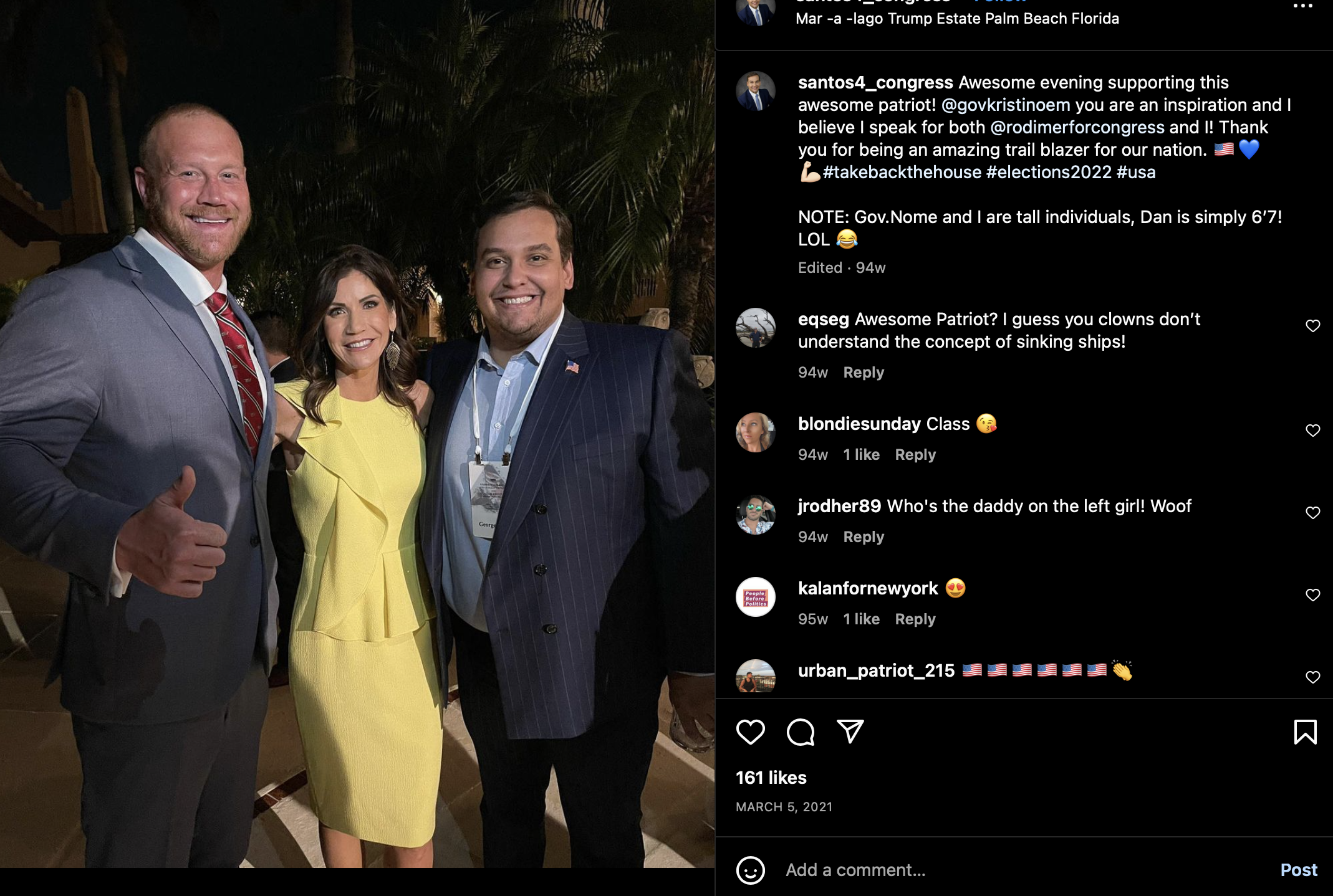 George Santos Paid Noem Campaign 1 000 For Two Two Cozy Photos 