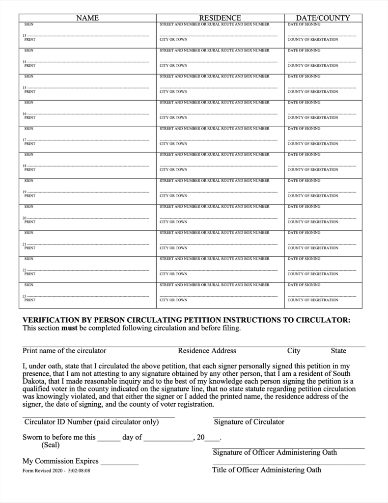 Sample referendum petition for 2023 HB 1080, back page.
